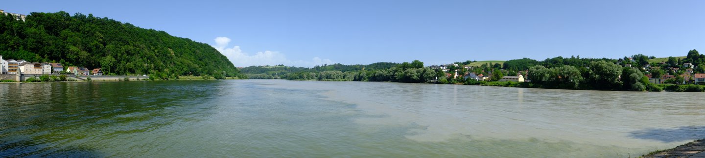 Zusammenfluss von Inn und Donau